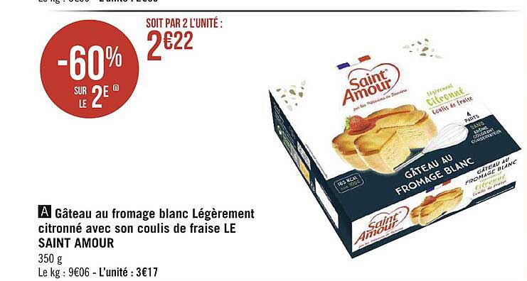 gâteau au fromage blanc légèrement citronné avec son coulis de fraise le saint amour