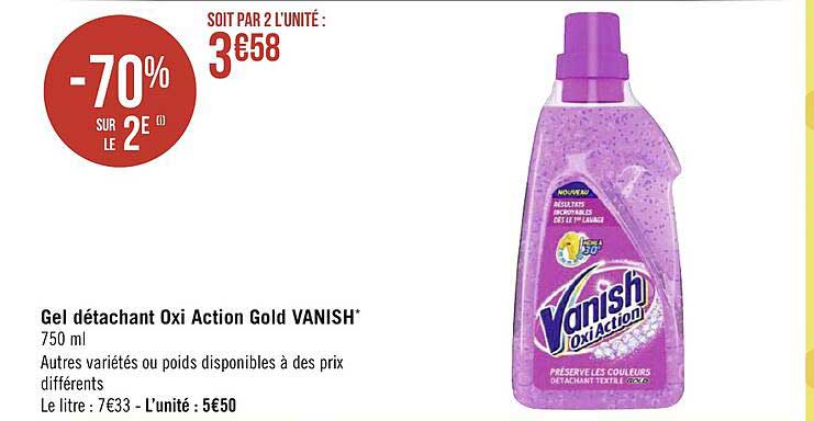 gel détachant oxi action gold vanish