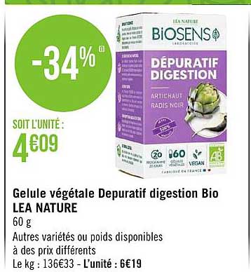 Gélule Végétale Dépuratif Digestion Bio Léa Nature