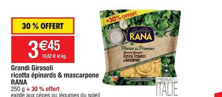 grandi girasoli ricotta épinards & mascarpone rana