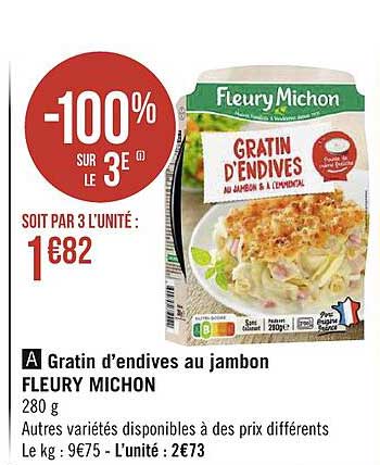 gratin d'endives au jambon fleury michon