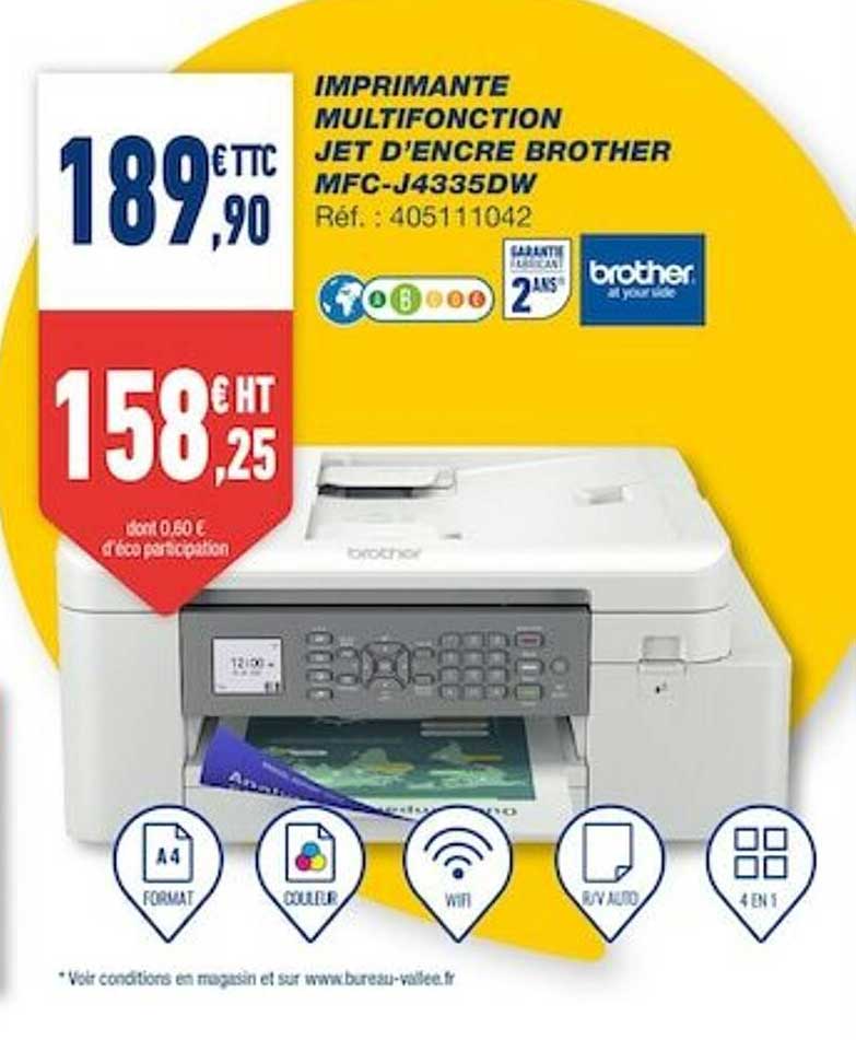 imprimante multifonction jet d'encre brother mfc-j4335dw