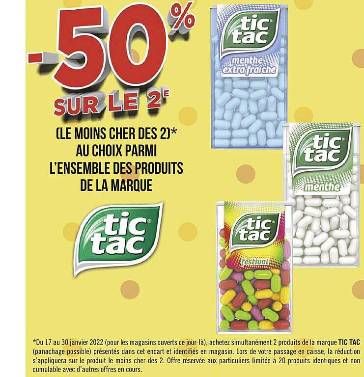l'ensemble des produits de la marque tic tac