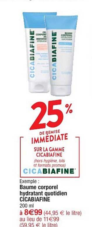 la gamme cicabiafine : baume corporel hydratant quotidienne cicabiafine