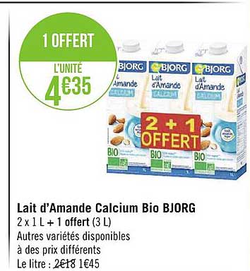 lait d'amande calcium bio bjorg
