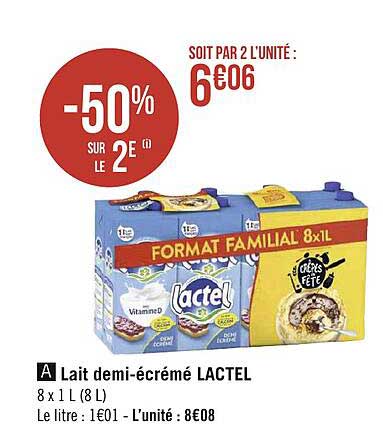 lait demi-écrémé lactel