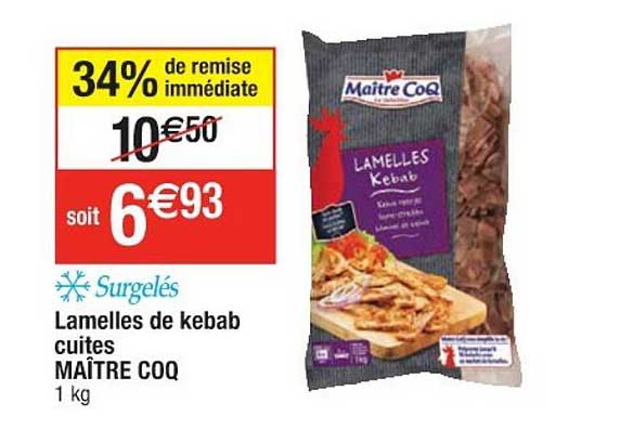 lamelles de kebab cuites maître coq