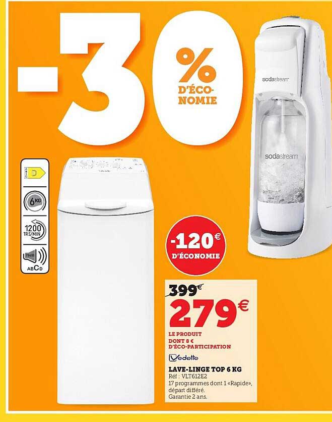 lave-linge top 6 kg vedette