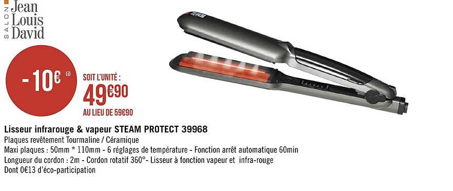 lisseur infrarouge & vapeur steam protect 39968  salon jean louis david