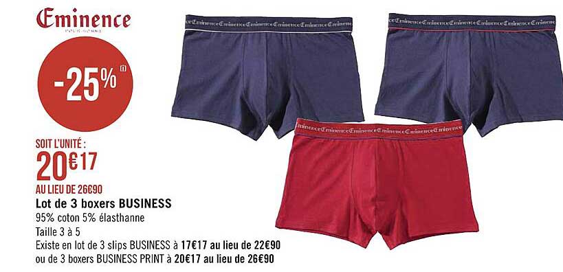 lot de 3 boxers business