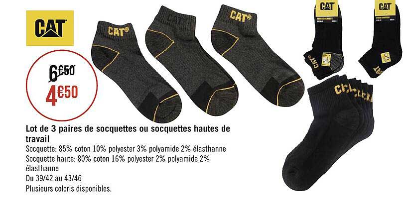 lot de 3 paires de socquettes ou socquettes hautes de travail
