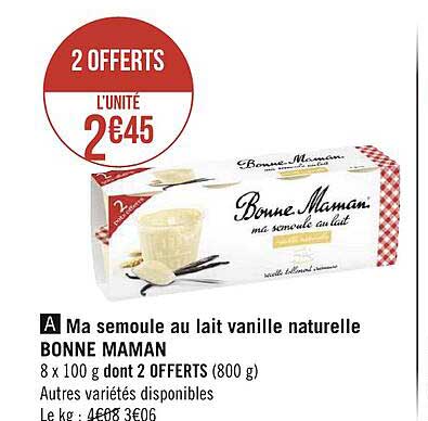 ma semoule au lait vanille naturelle bonne maman