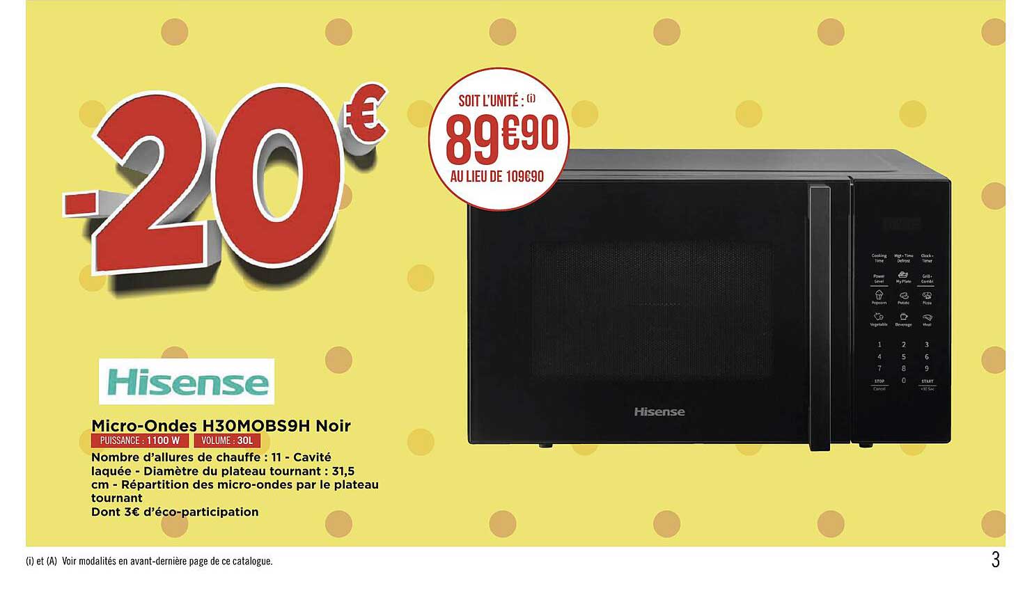 micro-ondes h30mobs9h noir hisense