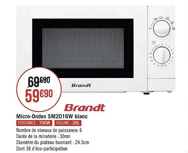 micro-ondes sm2016w blanc brandt
