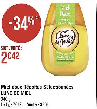 miel doux récoltes sélectionnées lune de miel
