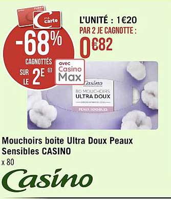 mouchoirs boîte ultra doux peaux sensibles casino