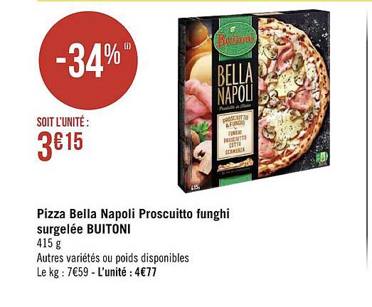 pizza bella napoli proscuitto funghi surgelée buitoni