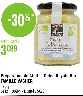 préparation de miel et gelée royale bio famille vacher