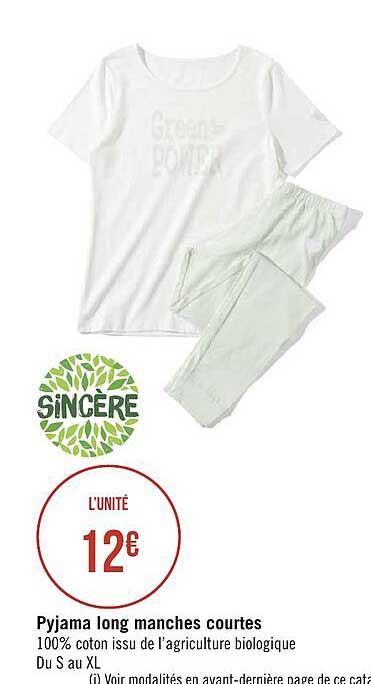 pyjama long manches courtes sincère