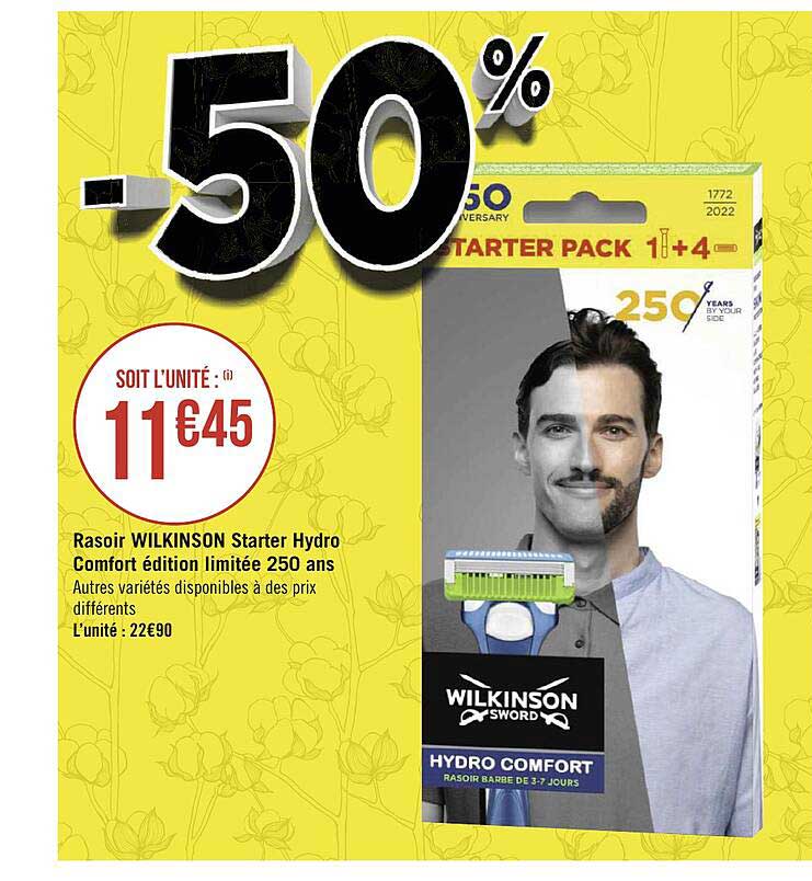 rasoir wilkinson starter hydro comfort édition limitée 250 ans