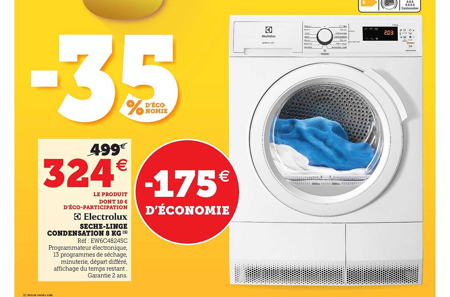 sèche-linge condensation 8 kg électrolux