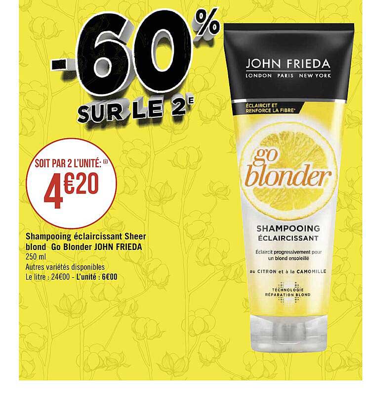 Shampooing éclaircissant Sheer Blond Go Blonder John Frieda