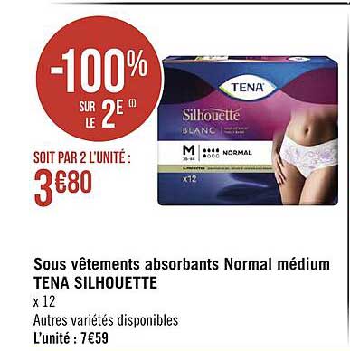 Sous Vêtements Absorbants Normal Médium Tena Silhouette
