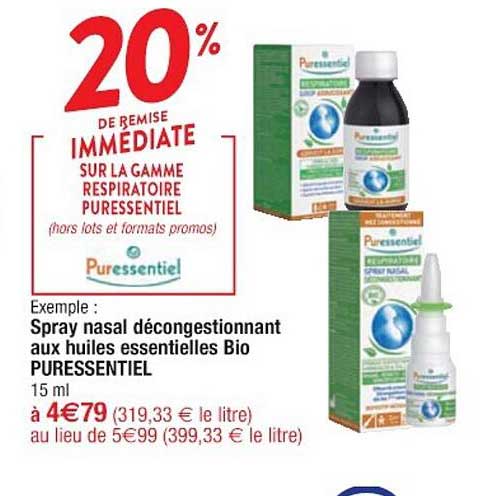 spray nasal décongestionnant aux huiles essentielles bio puressentiel