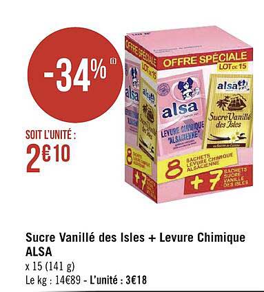 sucre vanillé des isles + levure chimique alsa