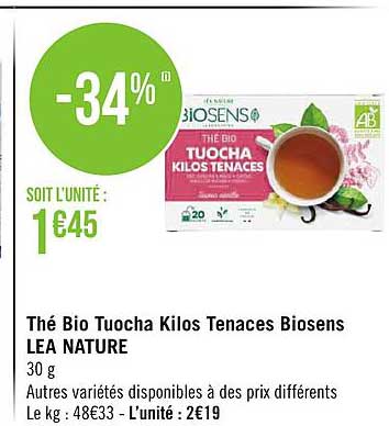 thé bio tuocha kilos tenaces biosens léa nature