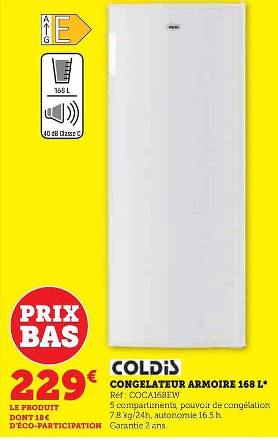 Congélateur Armoire 168 L Coldis