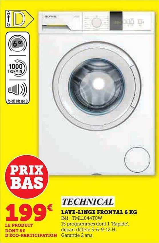 lave-linge frontal 6 kg technical