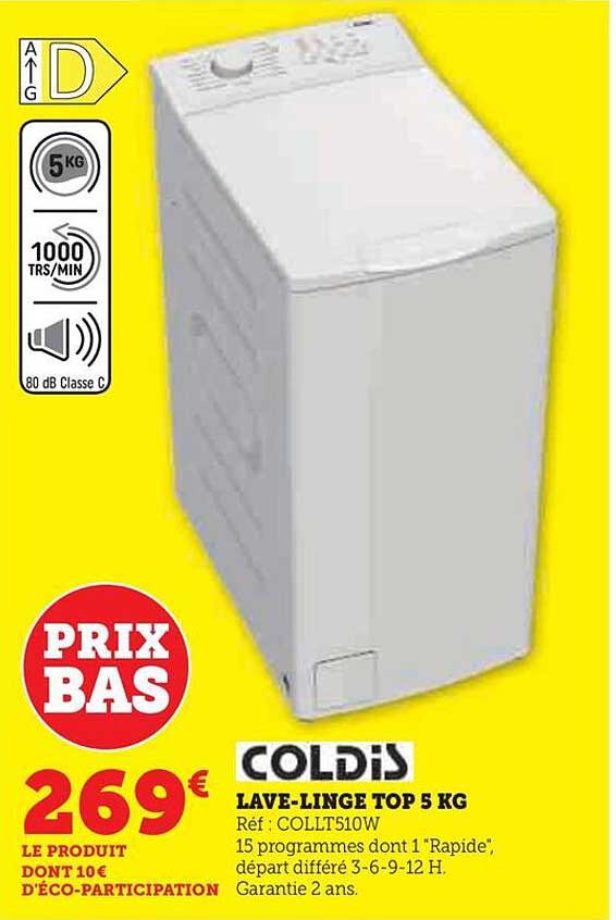 lave-linge top 5 kg coldis