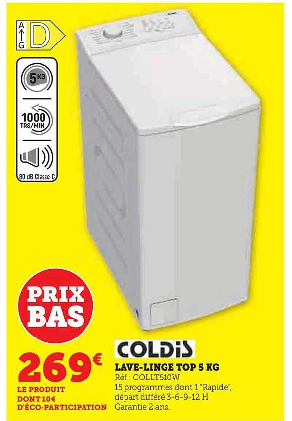 lave-linge top 5 kg coldis