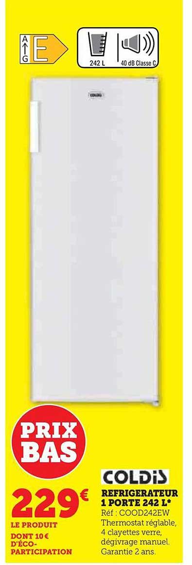 Réfrigérateur 1 Porte 242 L Coldis