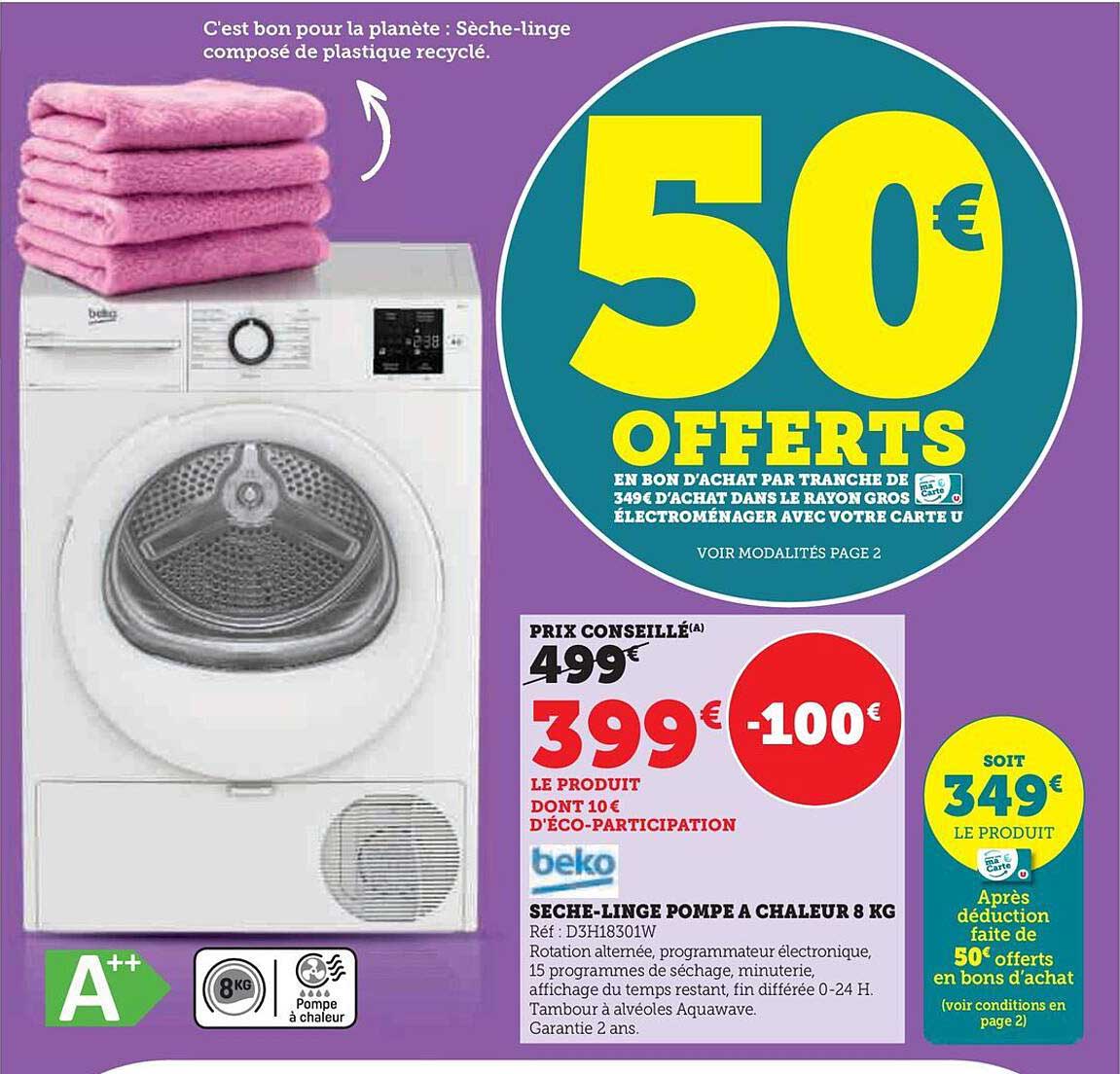 sèche-linge pompe à chaleur 8 kg beko