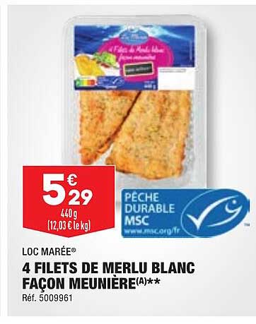 4 filets de merlu blanc façon meunière loc marée