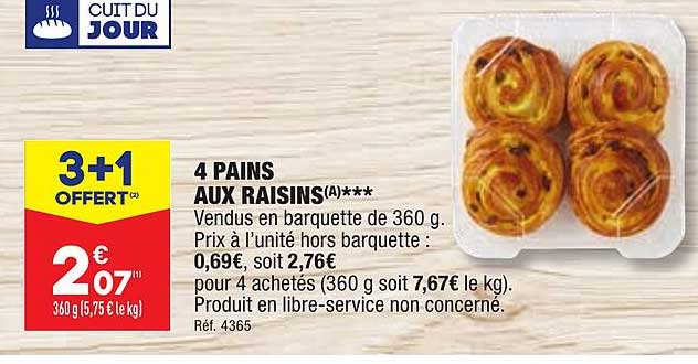 4 Pains Aux Raisins