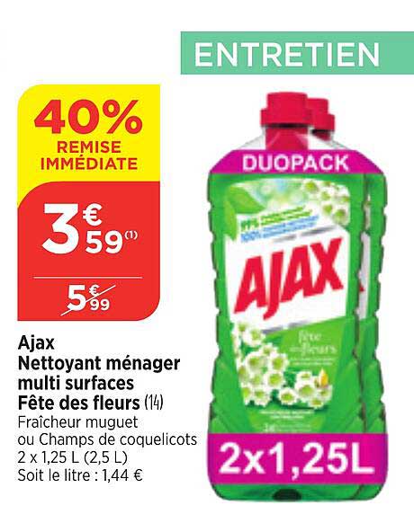 Ajax Nettouant Menager Multi Surfaces Fete Des Fleurs