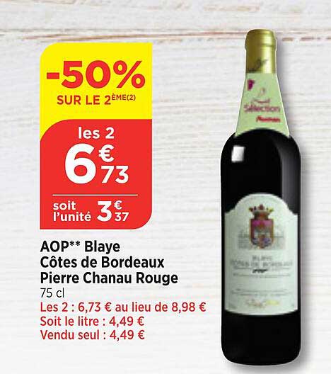 aop** blaye cotes de bordeaux pierre chanau rouge