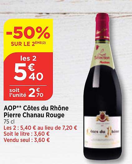 aop** cotes du rhone pierre chanau rouge