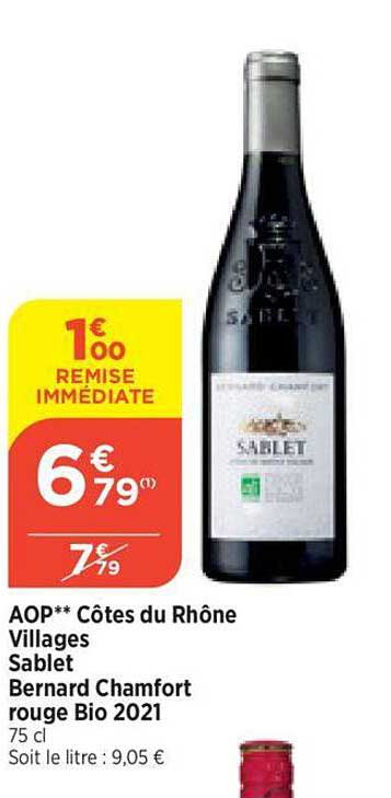Aop** Cotes Du Rhone Villages Sablet Bernard Chamfort Rouge Bio 2021