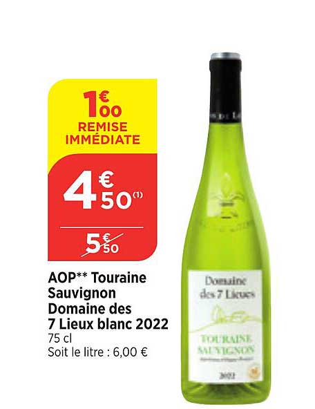 aop** touraine sauvignon domaine des 7 lieux blanc 2022