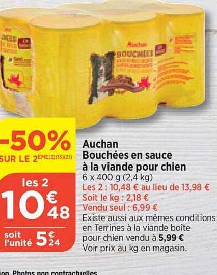 Auchan Bouchees En Sauce A La Viande Pour Chien