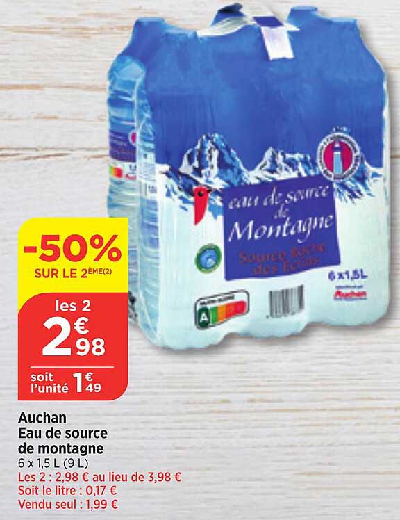 Auchan Eau De Source De Montagne