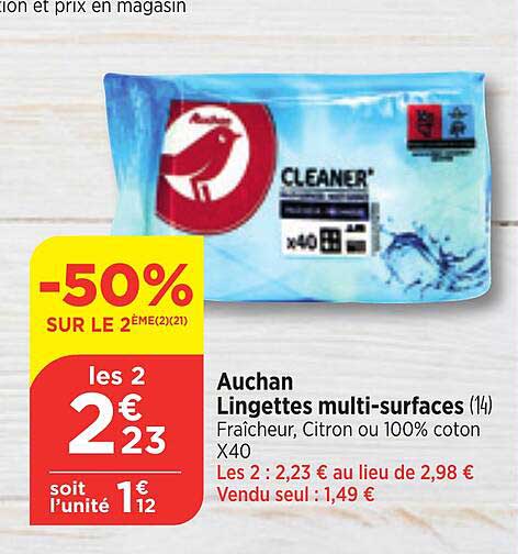 auchan lingettes multi-surfaces