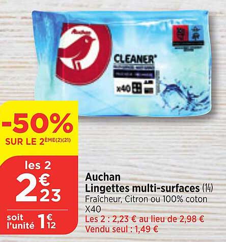 auchan lingettes multi-surfaces
