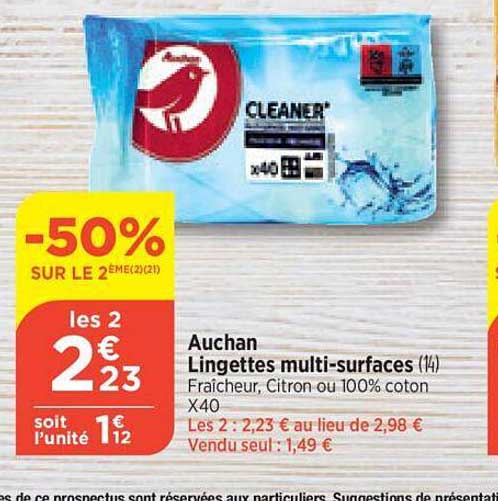 auchan lingettes multi-surfaces