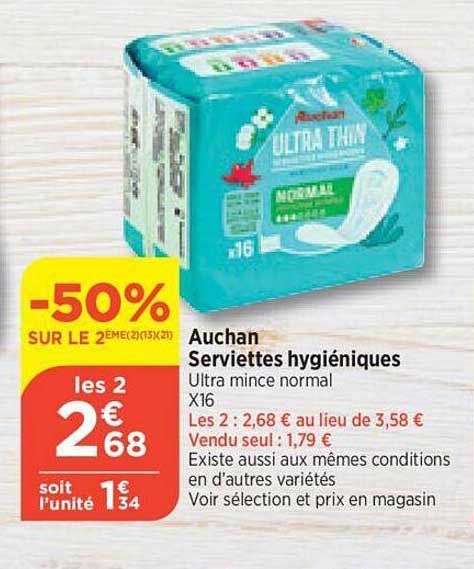 auchan serviettes hygieniques