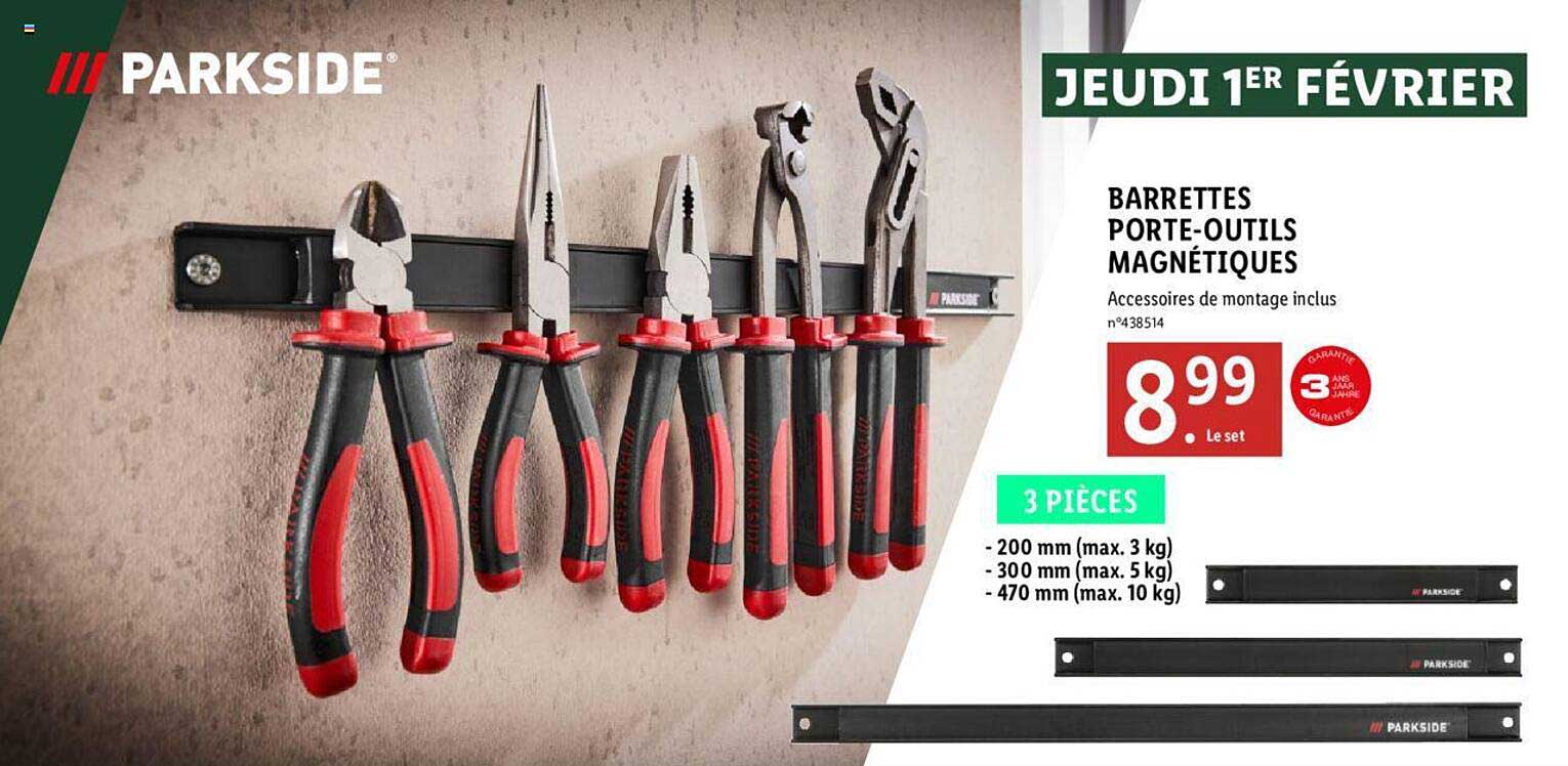 barrettes porte-outils magnétiques parkside